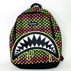 Hurley Voltage Green Shark Bait Checkerboard Laptop Pocket Backpack School bag
